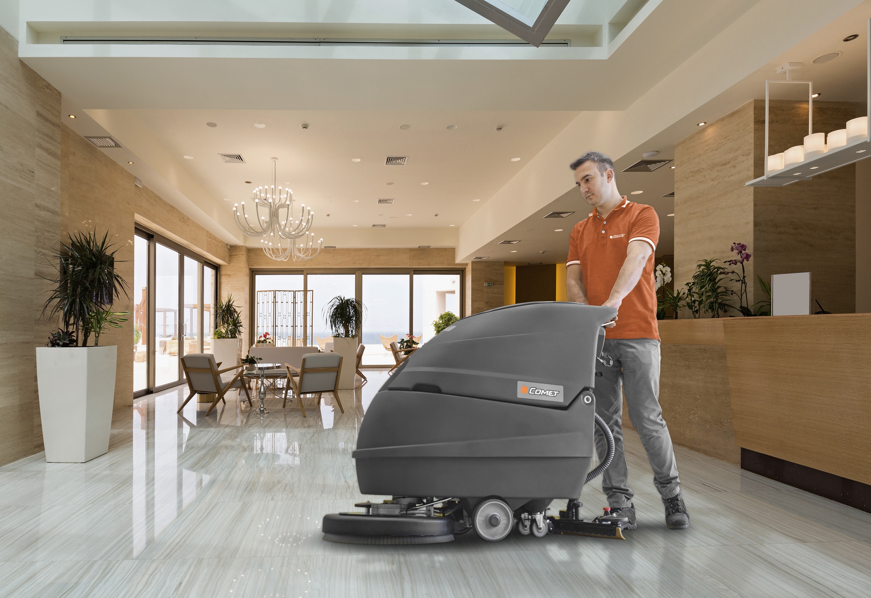 CLEANING AND MOPPING HOTEL AND RESTAURANT FLOORS: FLOOR SCRUBBER DRYERS AND SWEEPERS ARE TRUE MUST-HAVES